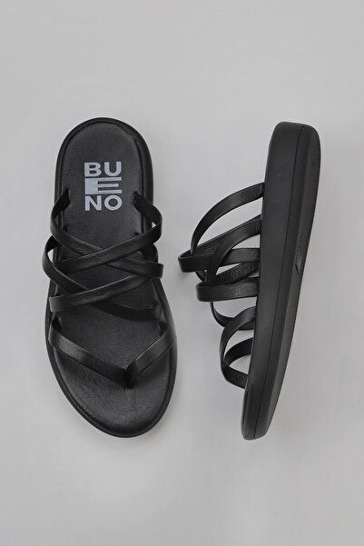 Bueno Shoes شبشب نسائي من الجلد باللون الأسود - 01wy2317