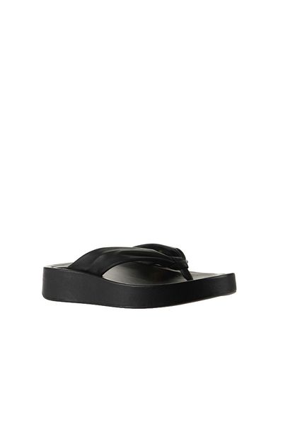 Bueno Shoes Γυναικείες μαύρες δερμάτινες σαγιονάρες - 01wu4615