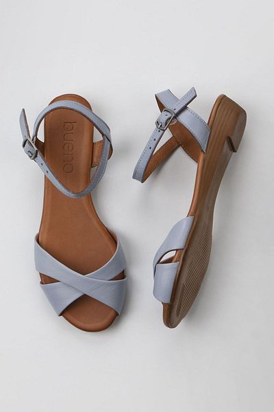 Bueno Shoes Sandale de damă din piele albastru deschis - 01wn3808