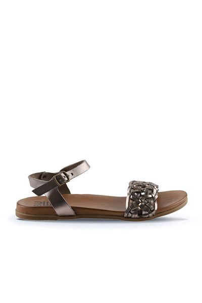 Bueno Shoes Glossy Gray Leather Women's Sandals - 01wu4251