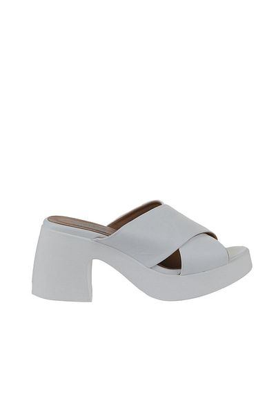 Bueno Shoes Papuci de damă din piele albă cu toc - 01wy12201