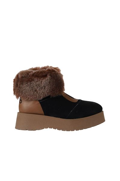 Bueno Shoes Γυναικείες μπότες με τακούνι - Μαύρο καφέ δερμάτινο-σουέντ 01wv1316