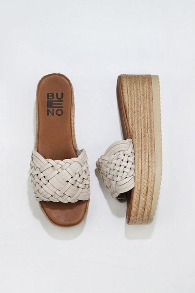 Bueno Shoes Papuci de damă din piele albă espadrille - 01wu6118