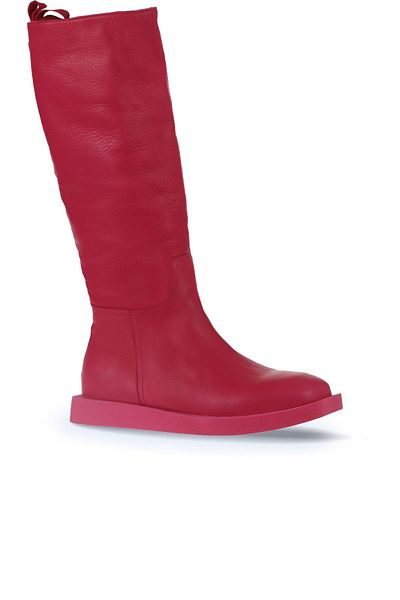 Bueno Shoes Φούξια Δερμάτινα Γυναικεία Flat Μποτάκια - 01wv9705