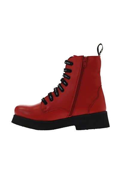 Bueno Shoes Kırmızı Deri Kadın Düz Bot 01wr8802