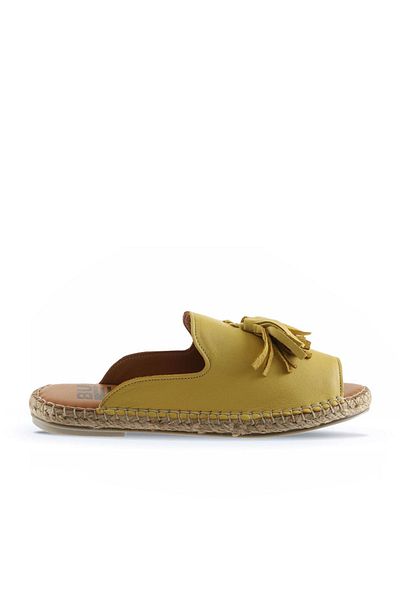 BUENO Shoes Sarı Deri Kadın Espadril Terlik 01wj0311