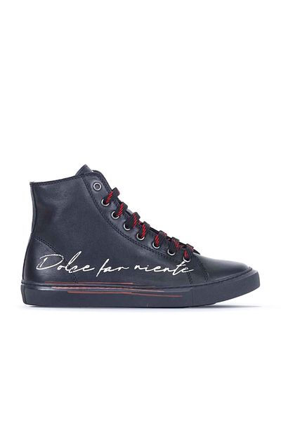Bueno Shoes Γυναικείες μαύρες αθλητικές μπότες με στάμπα - B91c01 01wr1806