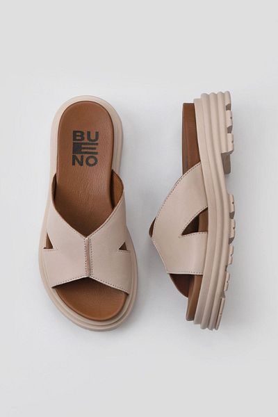 Bueno Shoes Γυναικείες παντόφλες με τακούνι ροζ δερμάτινο - 01wy8304