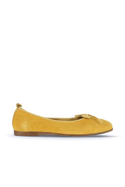 Bueno Shoes Γυναικείες φλατ μπαλαρίνες από δέρμα σουέτ - κίτρινο 01wy6004