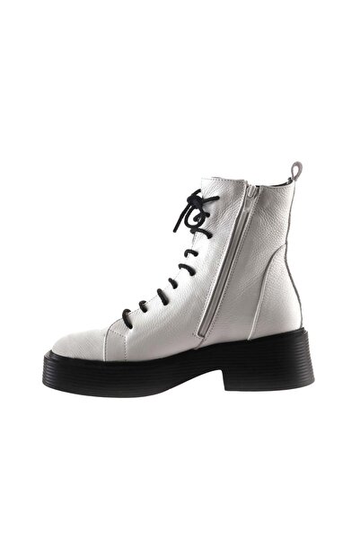 Bueno Shoes Beyaz Flotter Deri Kadın Topuklu Bot 01wt1801