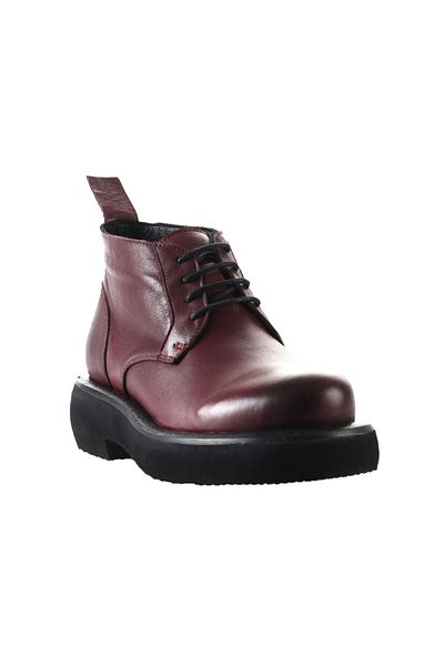 Bueno Shoes Claret Red Leather Γυναικείες Μπότες 01wt0503 - Flat Cut