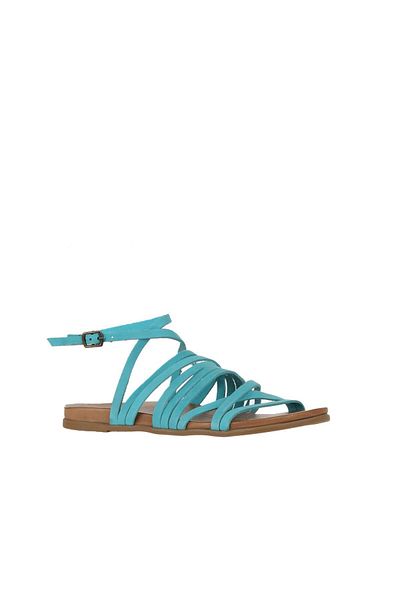 Bueno Shoes Sandale de damă din nubuc turcoaz - Model 01wu4202
