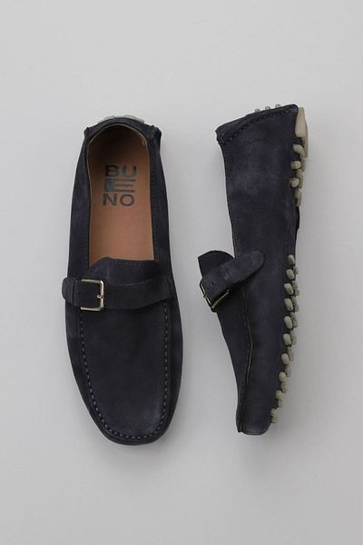 Bueno Shoes Мъжки мокасини - Тъмносин тъмен велур, 10m102661