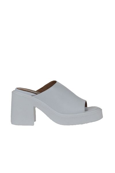Bueno Shoes Papuci de damă din piele albă cu toc - 01wy12702