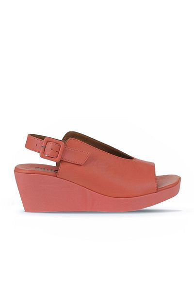 Bueno Shoes Sandale de damă din piele coral cu toc cu pană - 01wy2405