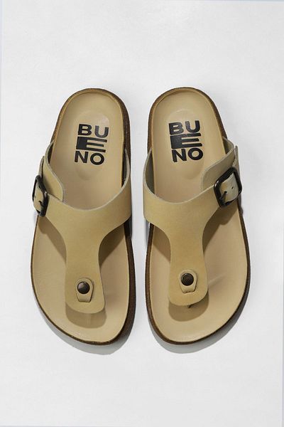 Bueno Shoes Papuci de damă din nubuc galben - Flip Flops, 01ws11002