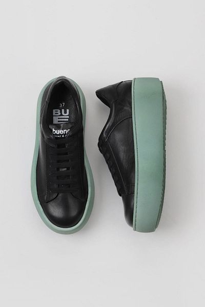Bueno Shoes Pantofi de damă din piele negru verde - 01wv5507
