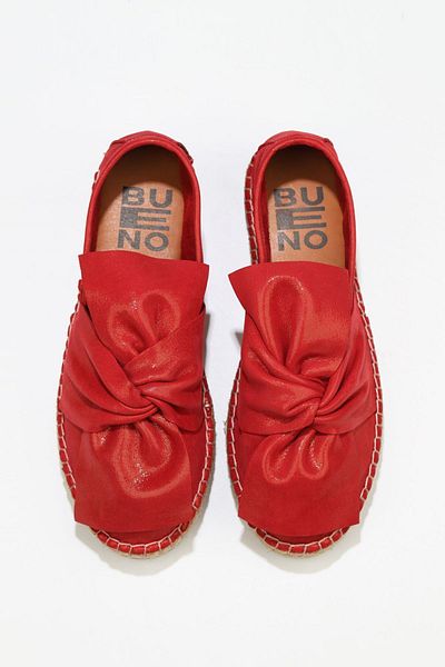 Bueno Shoes Pantofi espadrille de damă din piele - Lurex roșu 01wn3100