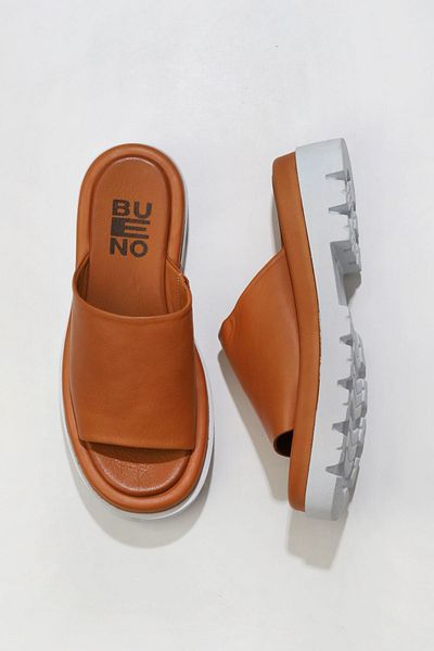 Bueno Shoes Γυναικείες παντόφλες με τακούνι Tan Leather - 01wu7308