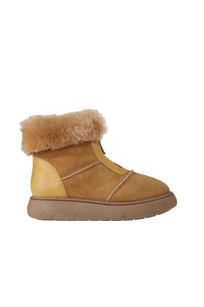 Bueno Shoes Δερμάτινα-Σουέντ Γυναικείες Μπότες με τακούνι - Κίτρινο 01wv6807