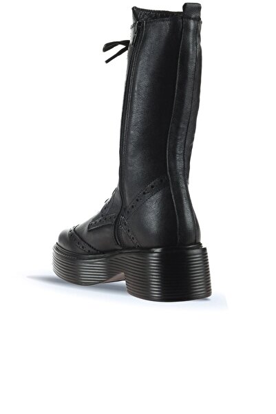 Bueno Shoes Siyah Deri Kadın Düz Çizme 01wt1805