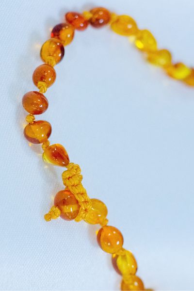 Kehribar Sarayı Drop Amber Anklet 25 cm Caramel Shiny Adjustable Design