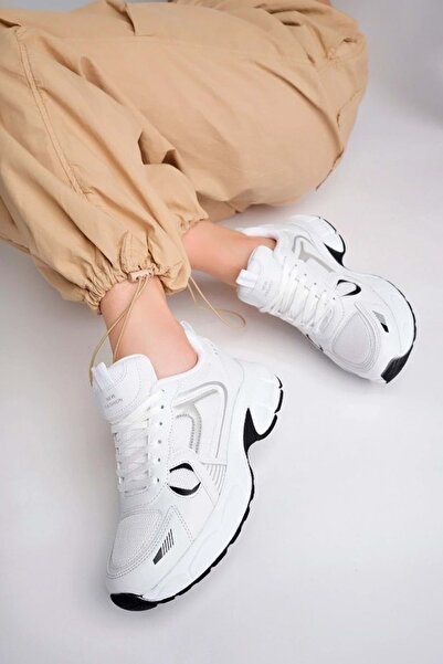 Store Kalın Taban Sneaker Unisex Spor Ayakkabı BEYAZ-SİYAH