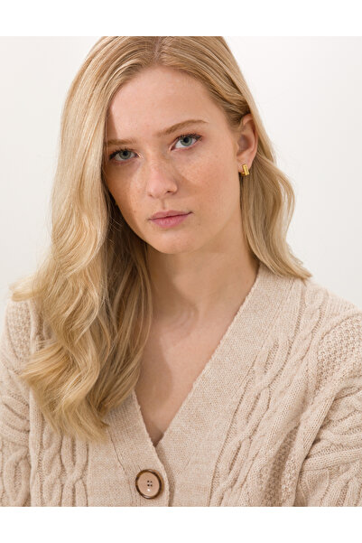 Pierre Cardin Μπεζ Κροπ Τοπ Πλεκτή Ζακέτα 50257228-VR011