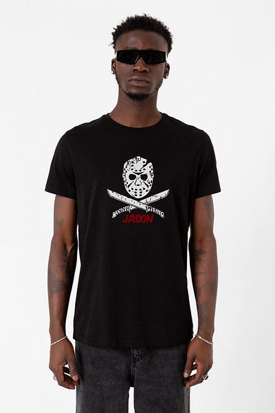 Tshirthane Παρασκευή The 13th Jason Mask Μαύρο ανδρικό μπλουζάκι