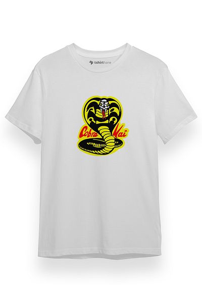 Tshirthane Λογότυπο Cobra Kai Λευκό κοντομάνικο ανδρικό μπλουζάκι