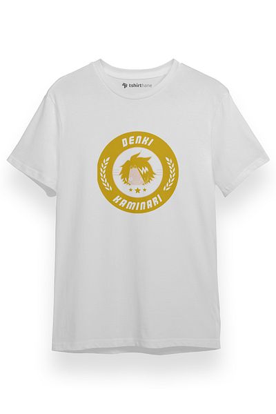Tshirthane My Hero Academi Denki Kaminari - Ανδρικό λευκό μπλουζάκι με λογότυπο