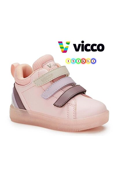 Vicco قوس قزح Işıklı Ortopedik çocuk Boğazlı Spor Ayakkabı Pudra