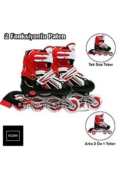 KOCAMANLAR Avessa Lighted Caster Double Row Adjustable Skate (WHEEL DEVICATIONS AVAILABLE IN IT) Red