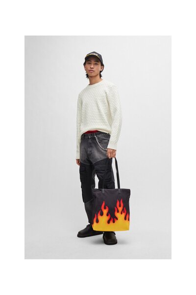 HUGO 3b Örgü Desenli, Rahat Kesim, Saf Pamuklu Kazak