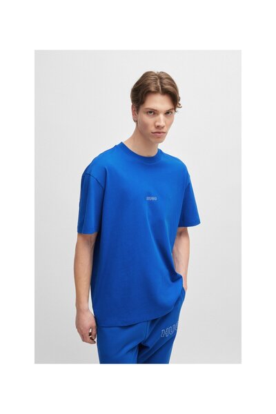 HUGO Ana Hat Logolu Pamuk Penye Tişört