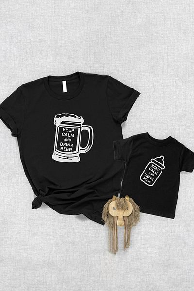 Tshirthane Διπλό προϊόν για πατέρα και γιο - Συνδυασμός ποτών και γάλακτος, 2 καλάθια