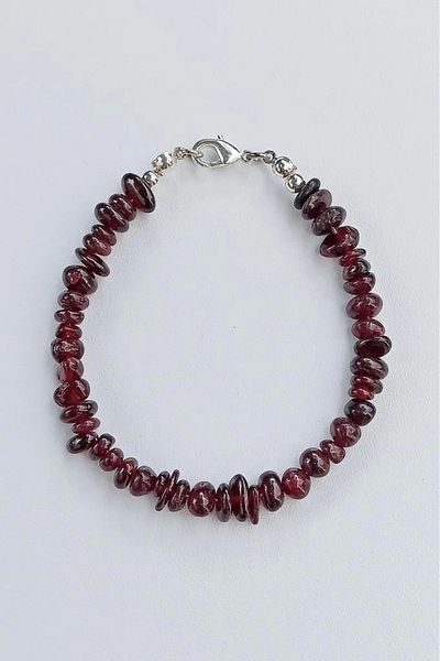 Pozitif Doğal Taş Lal Garnet Bracelet Kırıktaş 411-2