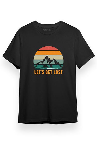 Tshirthane Ανδρικό μπλουζάκι Lets Get Lost Μαύρο κοντομάνικο