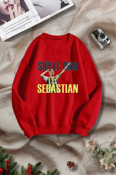 artı4 Унисекс суичър с щампа Sebastian за възрастни и деца с голям размер с кръгла яка