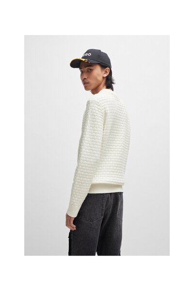 HUGO 3b Örgü Desenli, Rahat Kesim, Saf Pamuklu Kazak