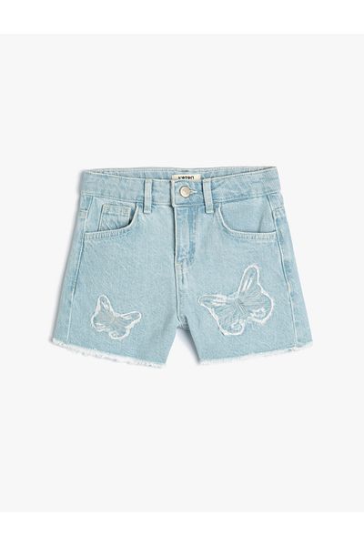 Koton Baumwoll-Denim-Shorts – Tasche mit Schmetterlingsapplikation