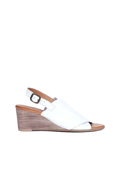 Bueno Shoes Sandale de damă cu toc alb din piele - 01wq8603