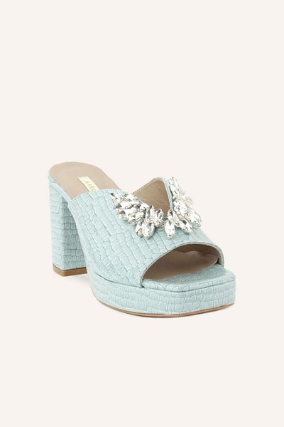 MARCATELLI Papuci cu toc Farah Crocodil Albastru