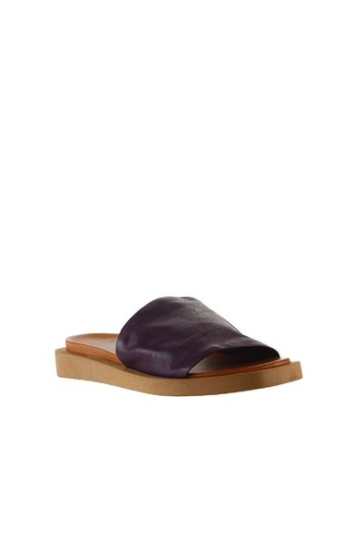 Bueno Shoes Papuci de damă din piele mov - design plat 01wq9103