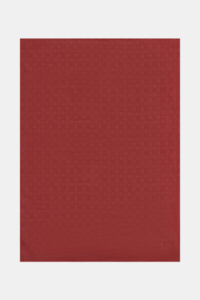 Vakko شال من القطن والحرير مزين بحروف مطرزة 40752-أحمر كلاريت