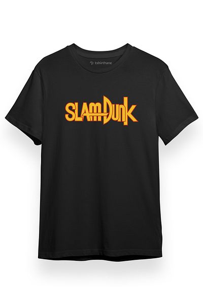 Tshirthane Slam Dunk Letter Logo Μαύρο κοντομάνικο ανδρικό μπλουζάκι