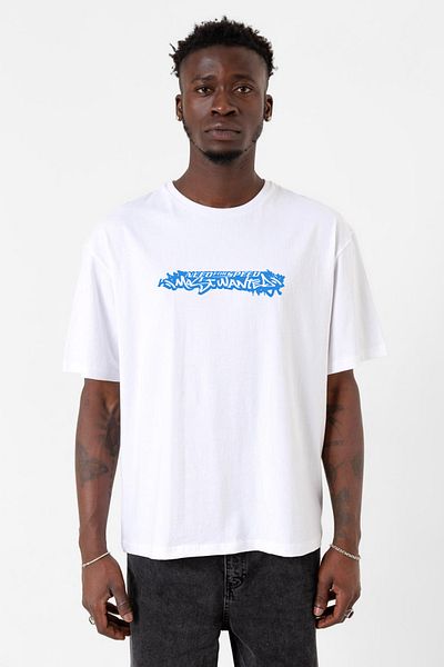 Tshirthane Ανδρικό μπλουζάκι Need For Speed ​​Most Wanted Λευκό Oversize