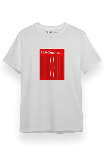 Tshirthane Prison Break Red Prison Bars Λευκό κοντομάνικο ανδρικό μπλουζάκι