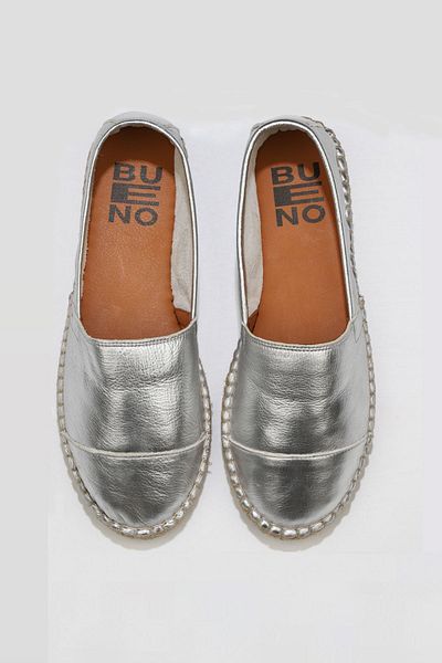 Bueno Shoes Pantofi espadrille din piele argintie pentru femei - 01wj0300