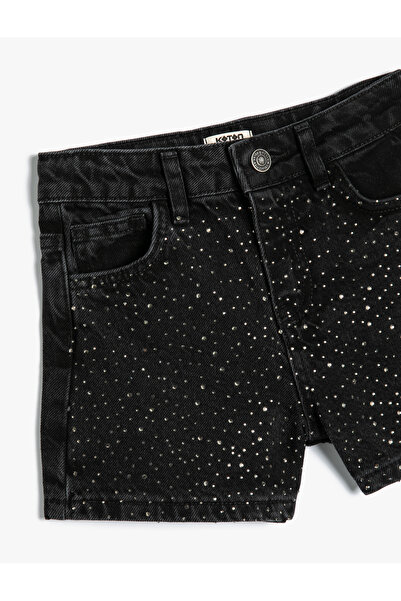Koton Mini džínové šortky - bavlna s potiskem kamene